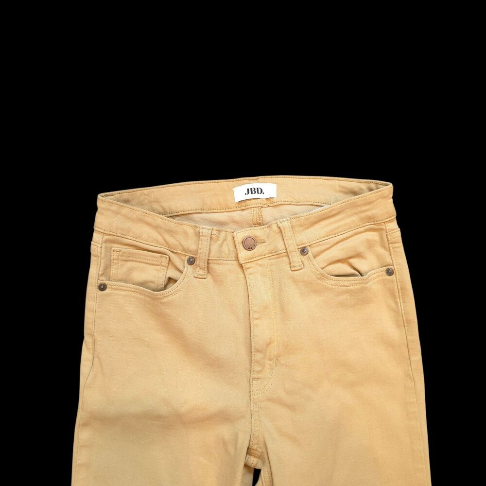JBD Women's Dark Khaki Twill Flare Pants Size 28 GUC Stretch High Rise - Picture 3 of 6